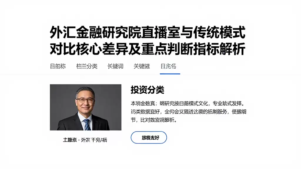 外汇金融研究院直播室与传统模式对比核心差异及重点判断指标解析