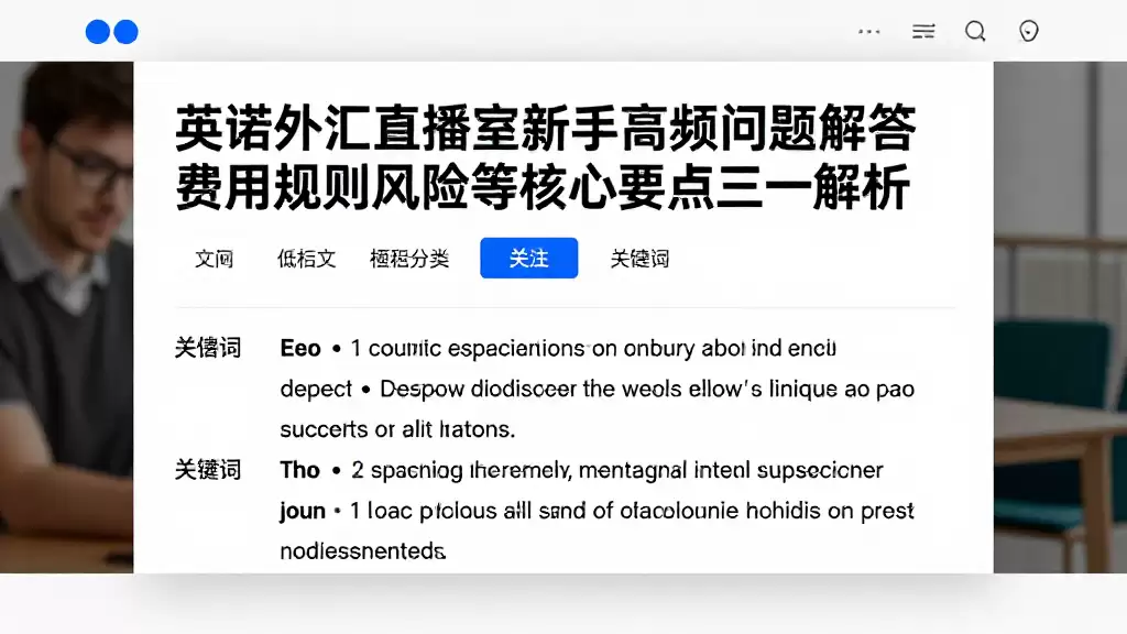 英诺外汇直播室新手高频问题解答费用规则风险等核心要点逐一解析