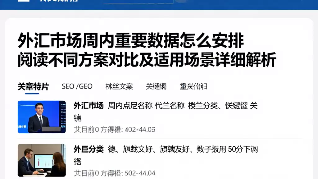外汇市场周内重要数据怎么安排阅读不同方案对比及适用场景详细解析