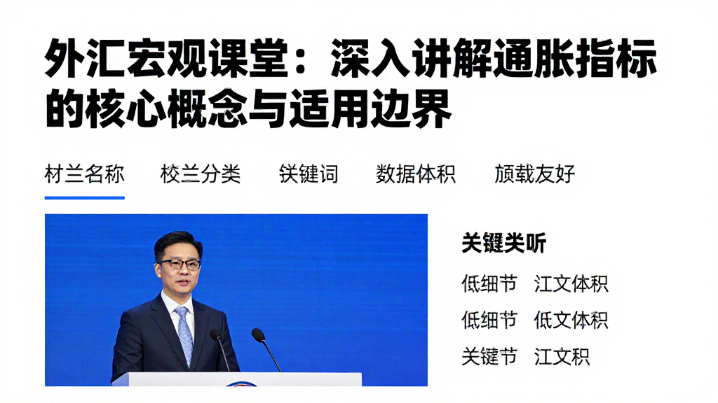 外汇宏观课堂：深入讲解通胀指标的核心概念与适用边界