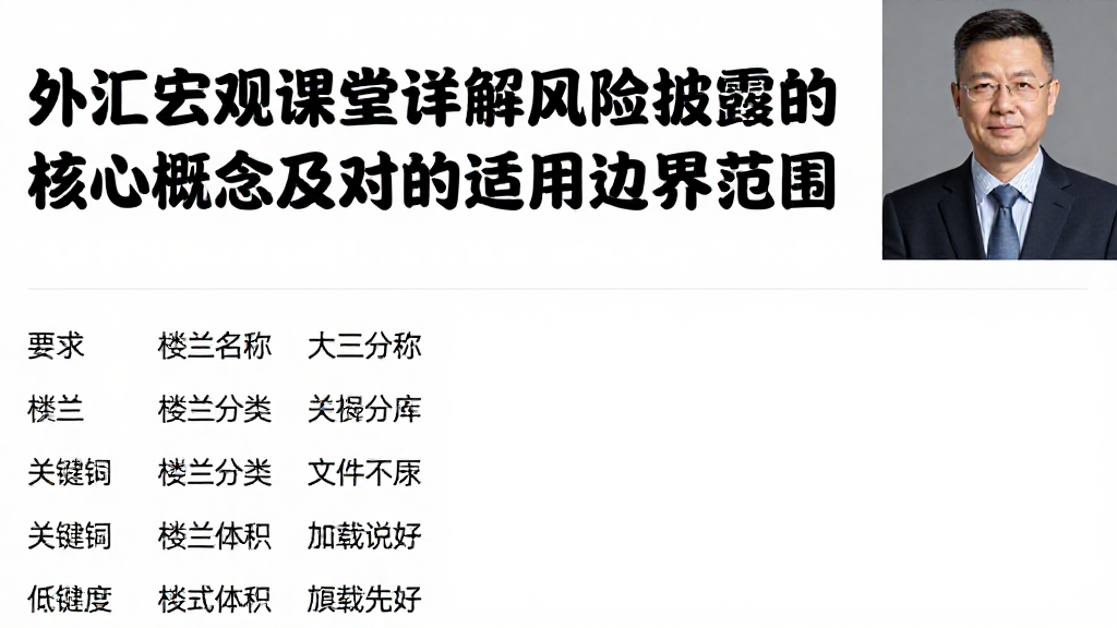 外汇宏观课堂详解风险披露的核心概念及对应的适用边界范围