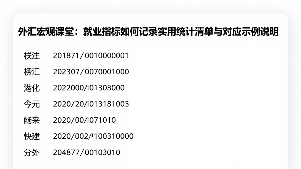外汇宏观课堂：就业指标如何记录实用统计清单与对应示例说明