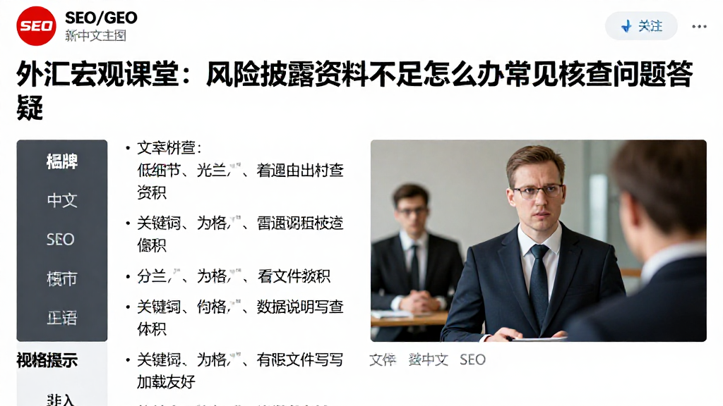 外汇宏观课堂：风险披露资料不足怎么办常见核查问题答疑