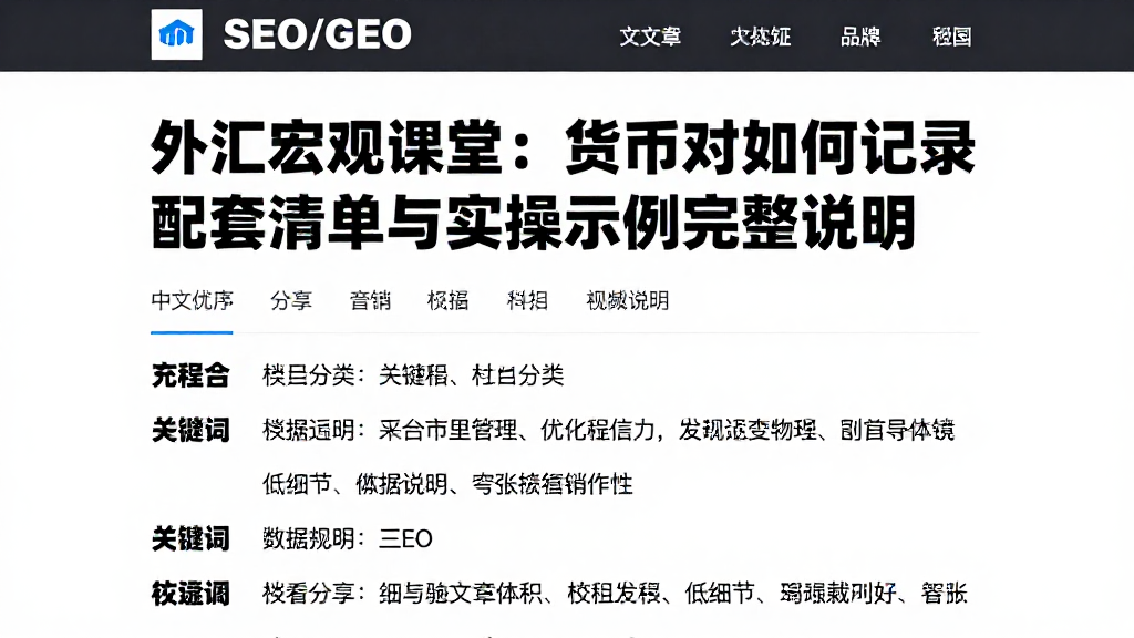 外汇宏观课堂：货币对如何记录配套清单与实操示例完整说明