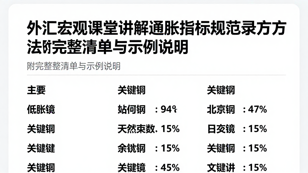 外汇宏观课堂讲解通胀指标规范记录方法附完整清单与示例说明