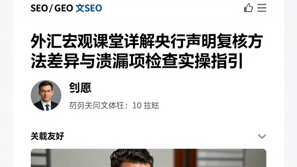 外汇宏观课堂详解央行声明复核方法差异与遗漏项检查实操指引