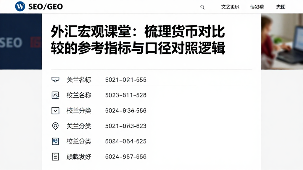 外汇宏观课堂：梳理货币对比较的参考指标与口径对照逻辑