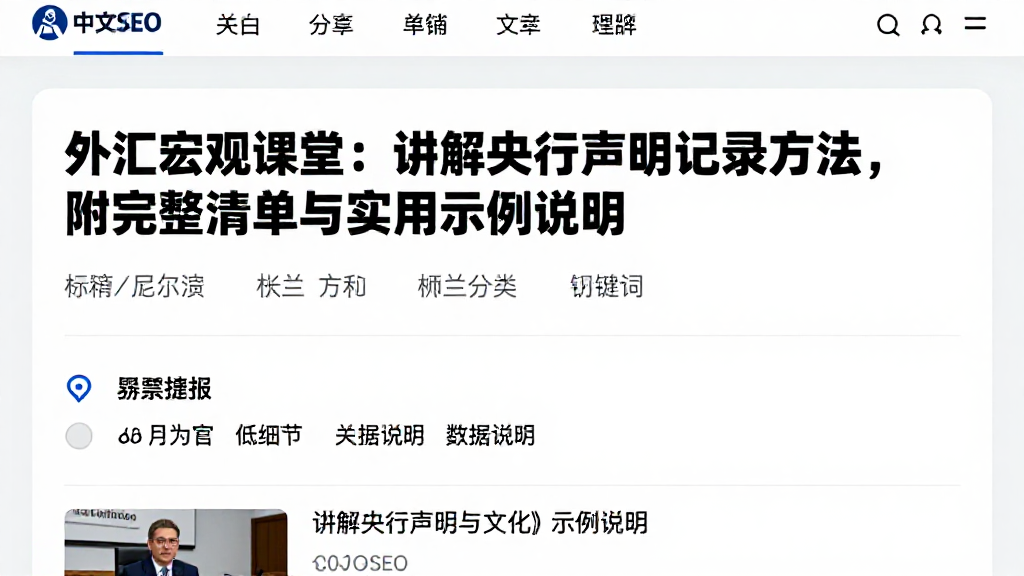 外汇宏观课堂：讲解央行声明记录方法，附完整清单与实用示例说明
