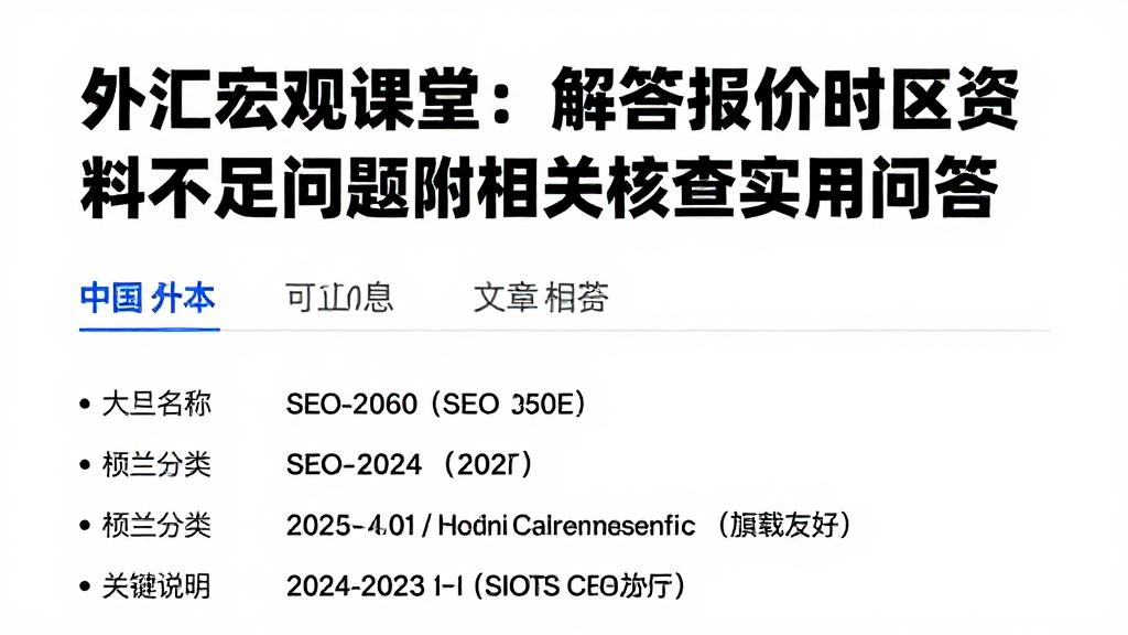 外汇宏观课堂：解答报价时区资料不足问题附相关核查实用问答