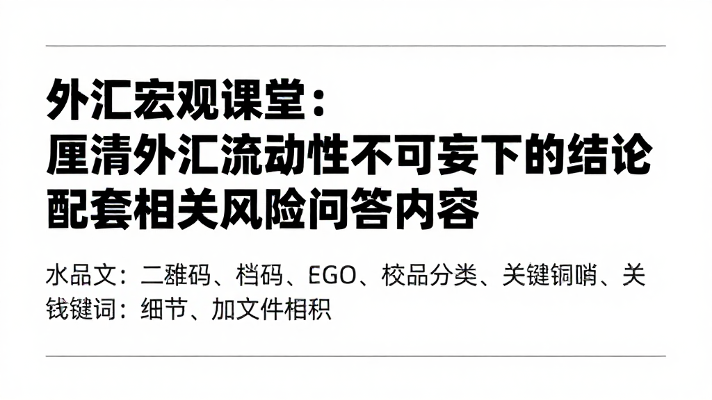 外汇宏观课堂厘清外汇流动性不可妄下的结论配套相关风险问答内容