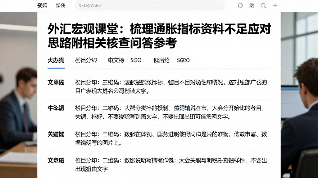 外汇宏观课堂：梳理通胀指标资料不足应对思路附相关核查问答参考