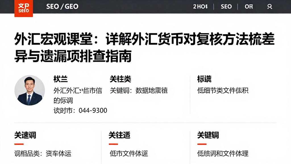 外汇宏观课堂：详解外汇货币对复核方法梳理差异与遗漏项排查指南